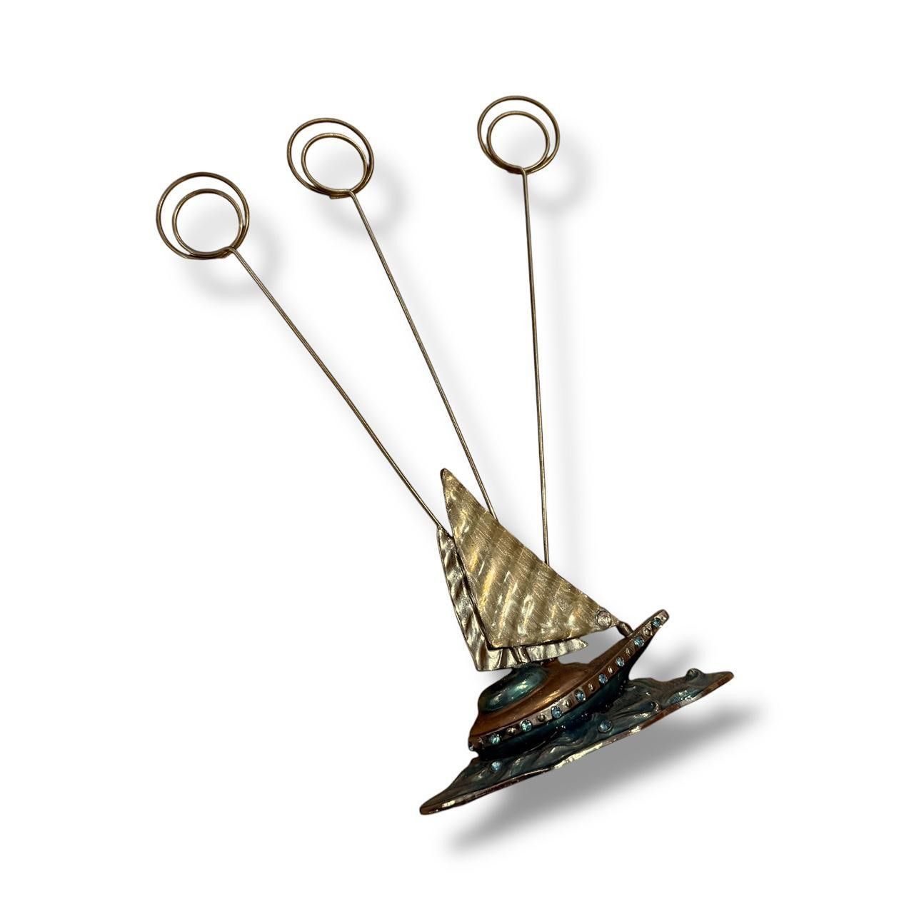 Designer Enamel Gold Tone Boat Photo Holder Size ONE SIZE - 1 Thumbnail