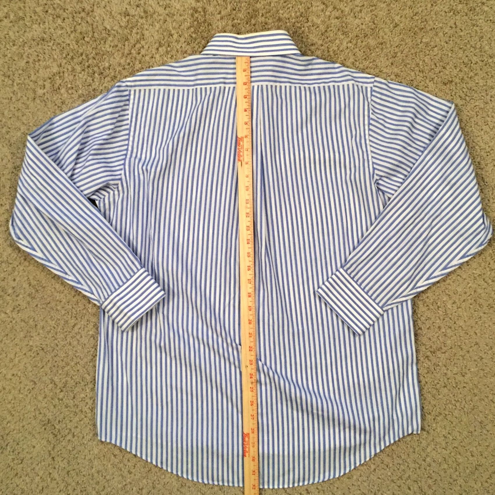 Chaps Chaps Shirt Mens 16.5 Blue Striped Classic Fit Long Sleeve Button Up Size US XL / EU 56 / 4 - 6 Thumbnail