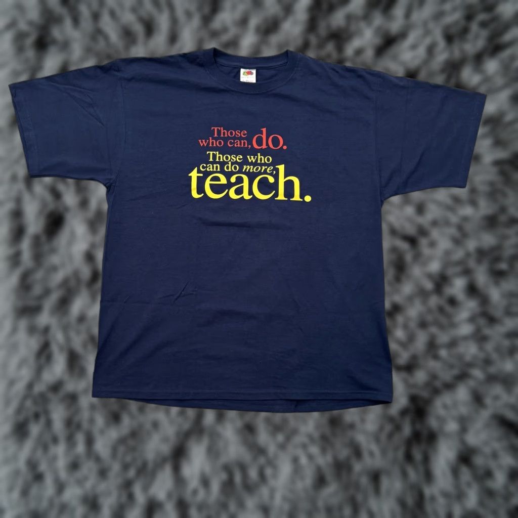 Fruit Of The Loom Fruit of the Loom Shirt Mens XL Navy Blue Teacher Tee Those Who Can Do More Size US XL / EU 56 / 4 - 1 Thumbnail