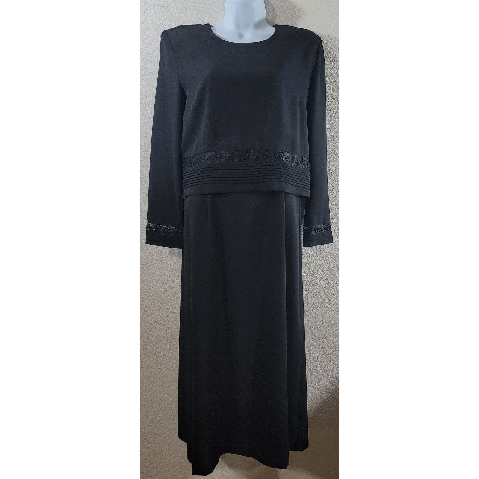 Other VTG Sarah Elizabeth Black Formal Dress 12P Pleat Lace Insert Size XL / US 12-14 / IT 48-50 - 1 Thumbnail