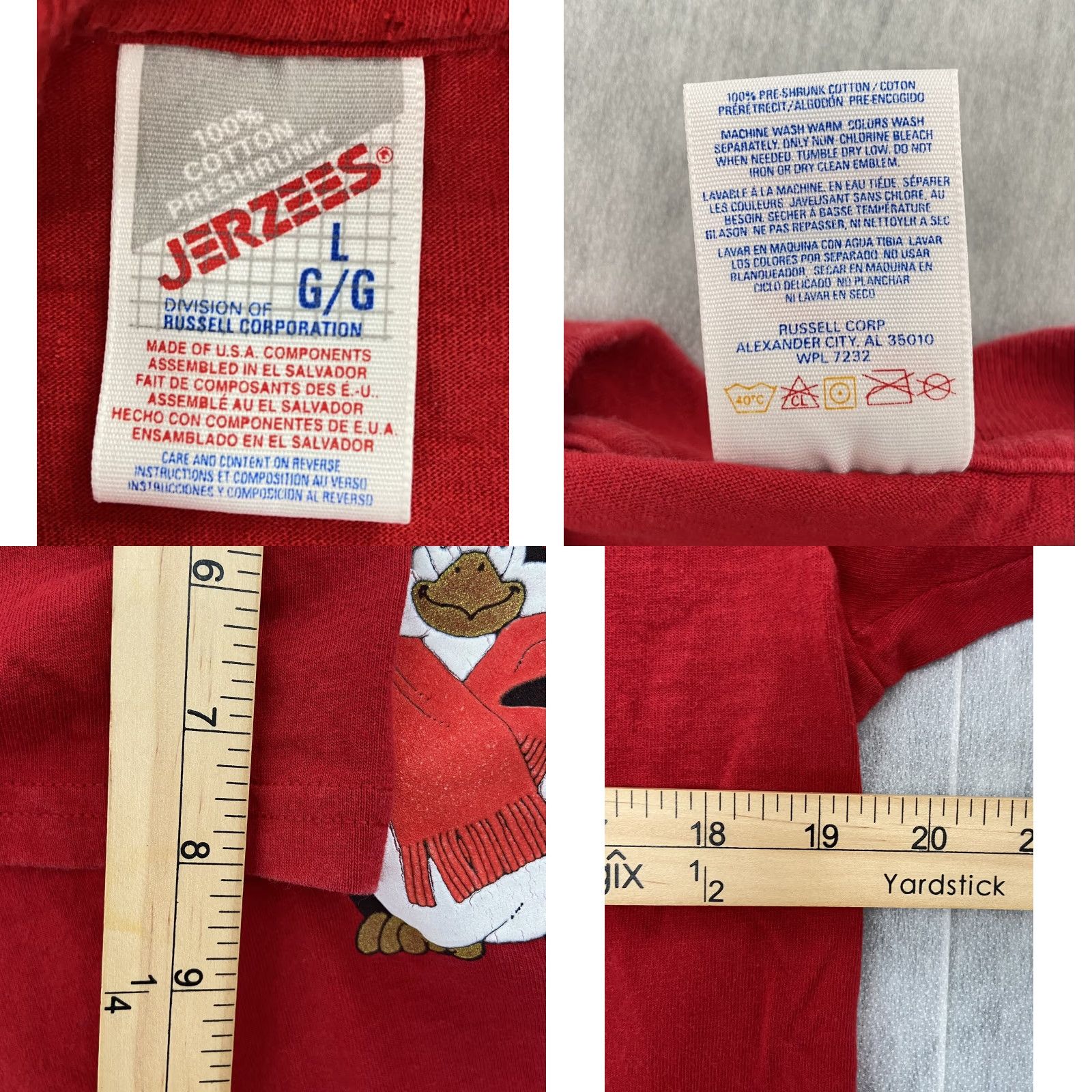 Jerzees VINTAGE Jerzees 90s Christmas Shirt Adult Large Red Penguins Slim Fit Mens T-Shirt Size US L / EU 52-54 / 3 - 8 Thumbnail