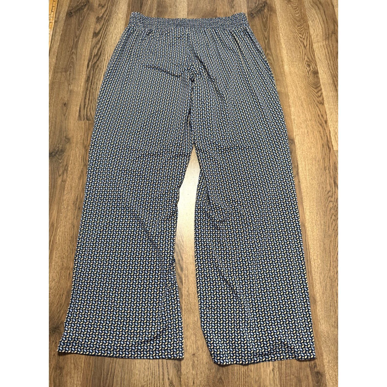 Vintage Premise Studio Pants Womens 0X Blue Pull On Wide Leg All Over Print Stretch Pants Womens Flats Front Ankle Casual Size 40" / US 18 - 4 Thumbnail