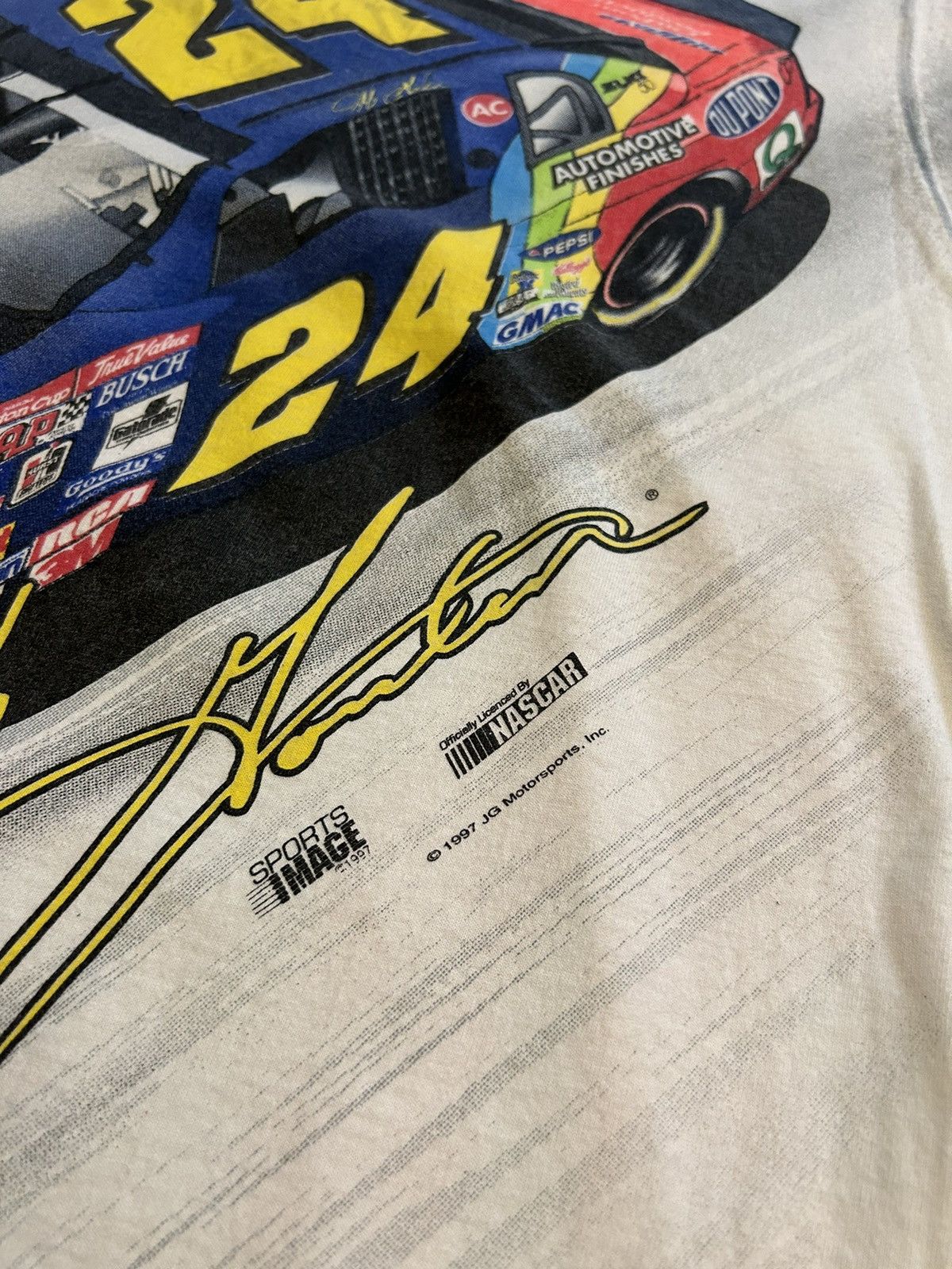 Chase Authentics × Japanese Brand × NASCAR Vintage 1996 AOP Jeff Gordon All Over Print NASCAR Shirt Size US XL / EU 56 / 4 - 4 Thumbnail