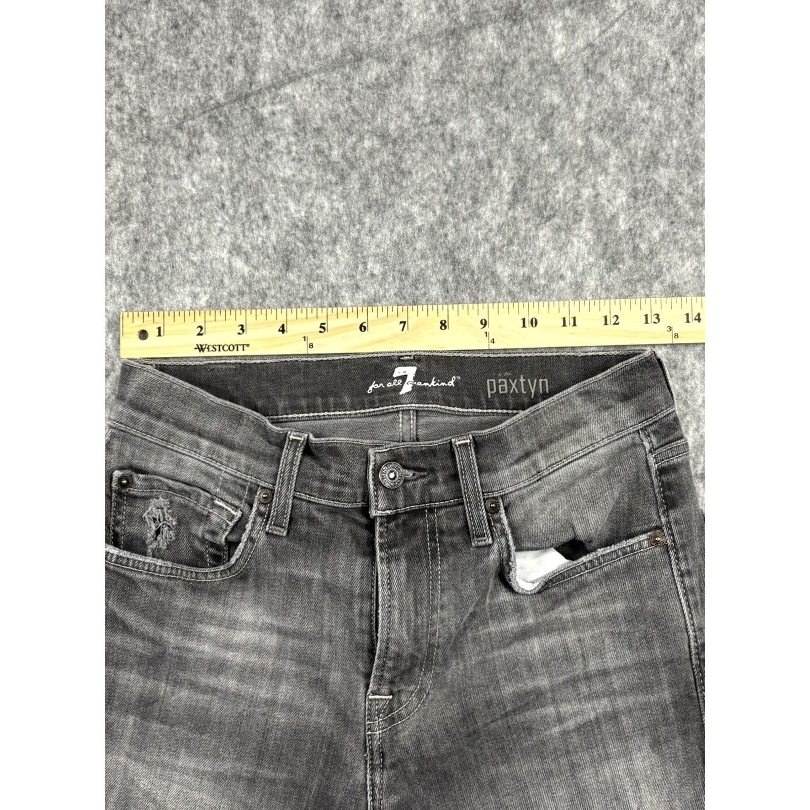 7 For All Mankind 7 For All Mankind Paxtyn Jeans Slim Black Distressed Denim 7 For All Mankind Mens Jeans 28 Regular 33 In Inseam 5-Pocket Straight Modern Fit Mens Size US 28 / EU 44 - 3 Thumbnail