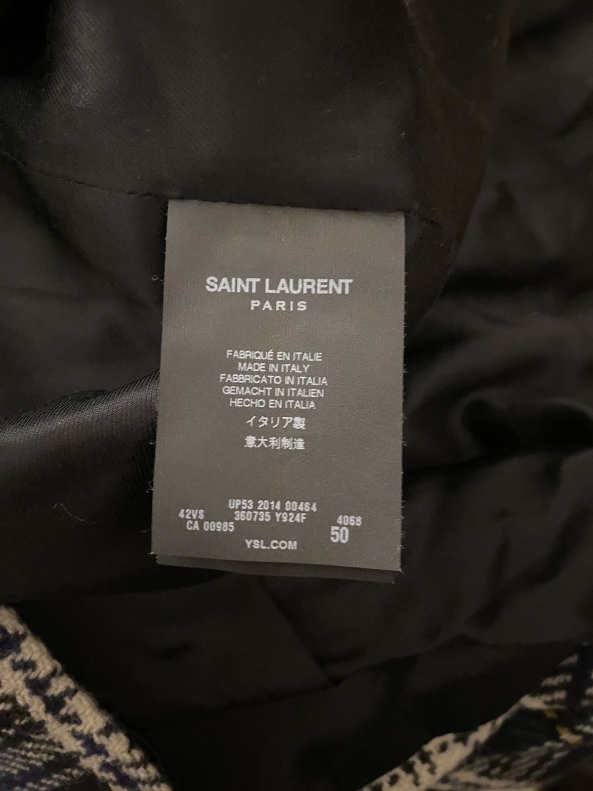 Saint Laurent Paris Saint Laurent Tartan Navy Green Coat Size US M / EU 48-50 / 2 - 5 Thumbnail