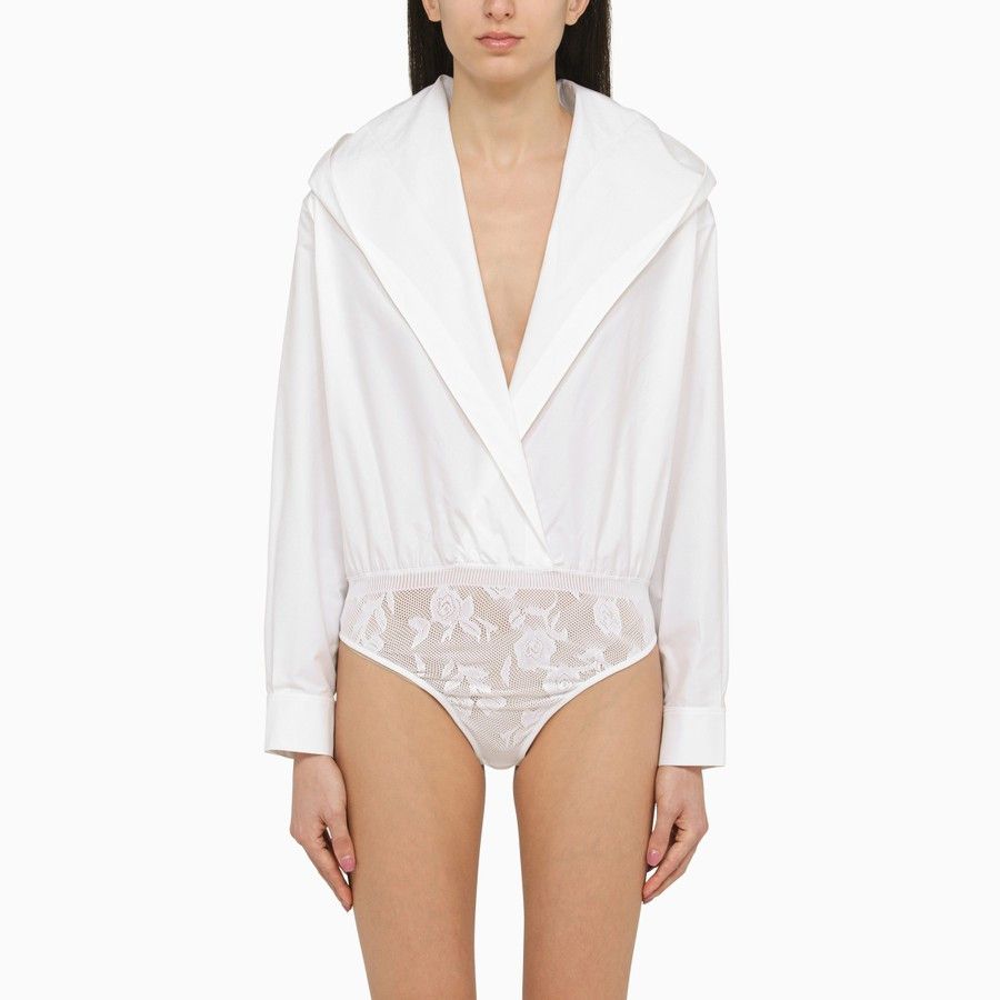 image of Alaia O1D2Blof0124 Bodysuit In White, Women's (Size XS)