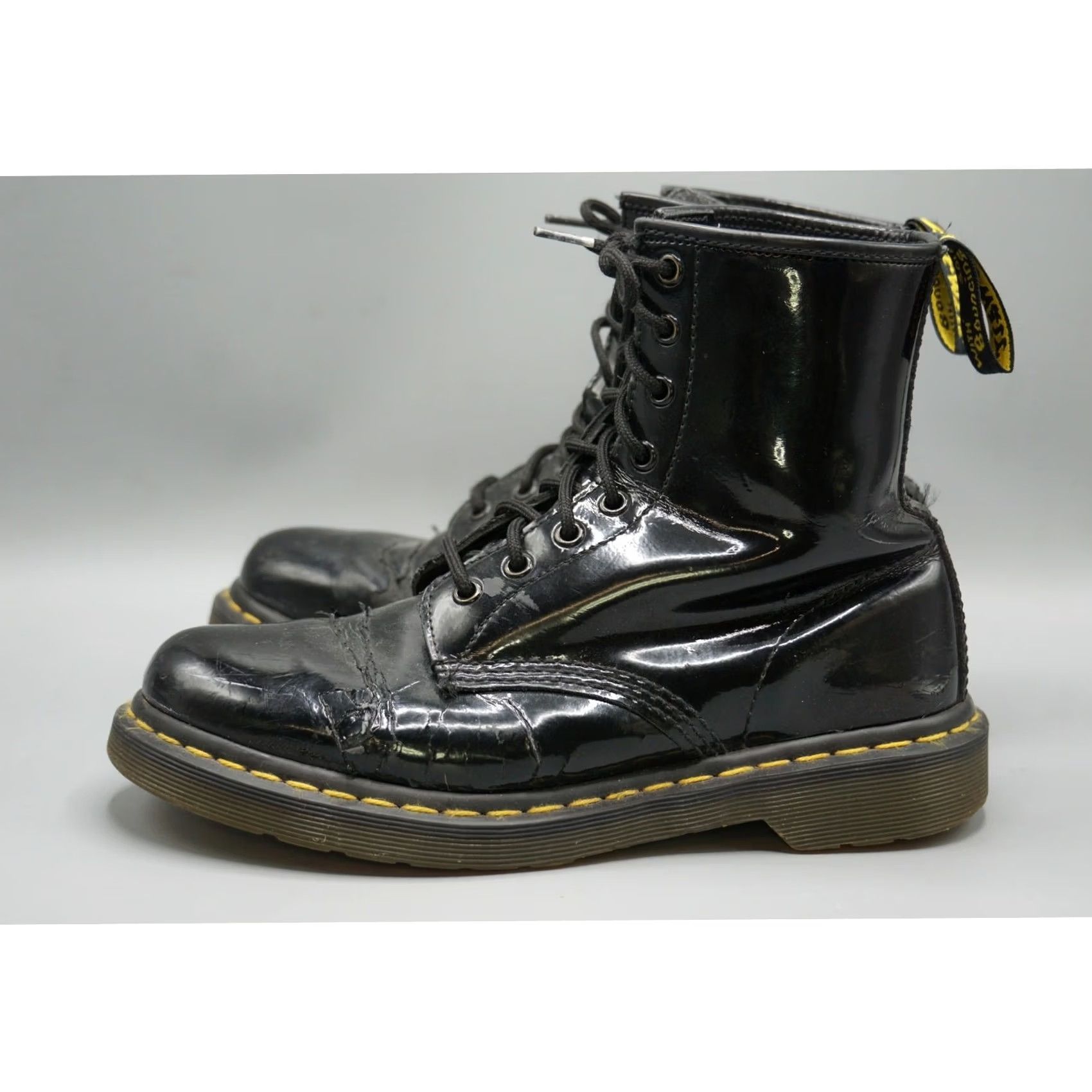 Dr. Martens VINTAGE Dr. Martens 1460 Women's US 9 Black Patent Leather 8-Eye Lace-Up Boot Used Size US 7 / IT 37 - 4 Thumbnail