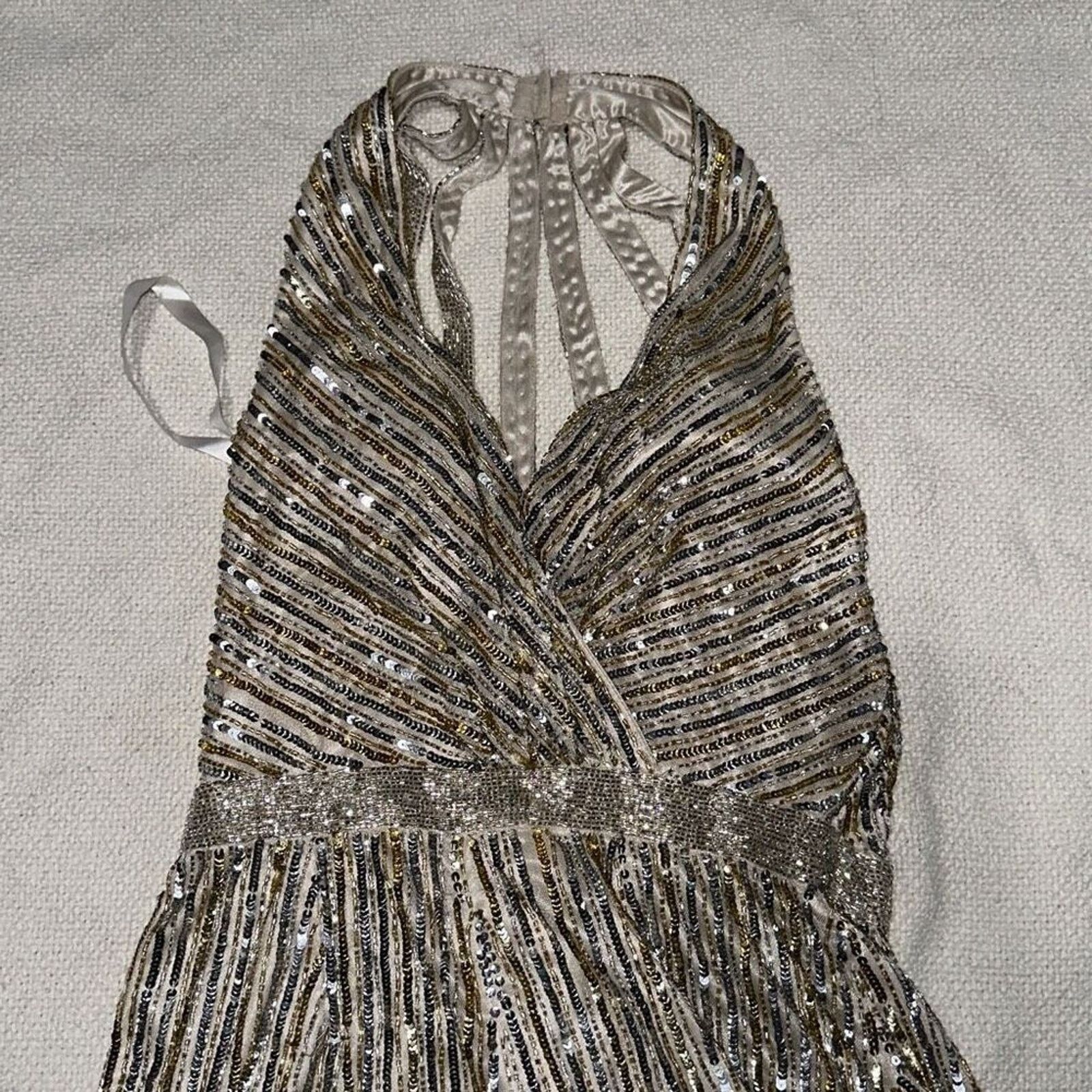 Other Mac Duggal Gold Sequin Halter Romper | Sz 4 Size 27" / US 4 / IT 40 - 3 Thumbnail