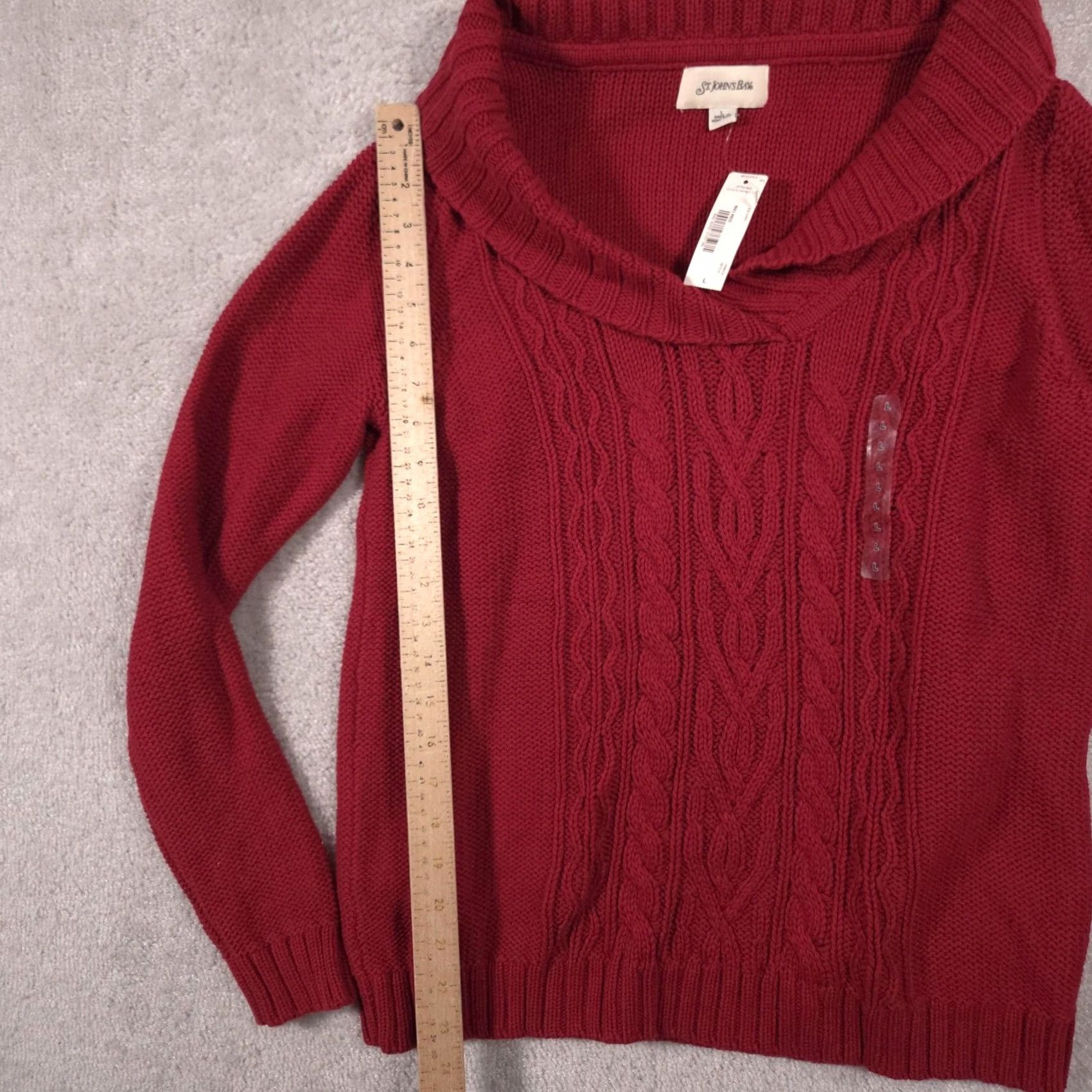 Vintage St. John's Bay Sweater Womens Large Red Cowl Neck Knit Pullover Long Sleeve Size L / US 10 / IT 46 - 7 Thumbnail