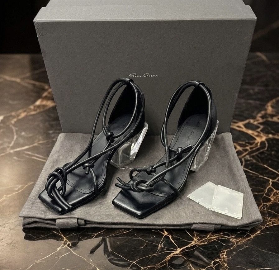 Rick Owens Sandal Sliver Ankle Wrap Heel - Black/Clear Size 36.5/US 6.5 Size US 6.5 / IT 36.5 - 1 Thumbnail