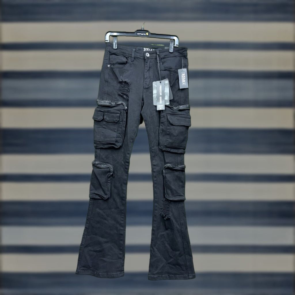 Vintage Rebel Vengeance Jeans Mens 30x33 Flared Denim 3D Skull Patchwork Frayed Black NWT Shirts? Size US 30 / EU 46 - 1 Thumbnail
