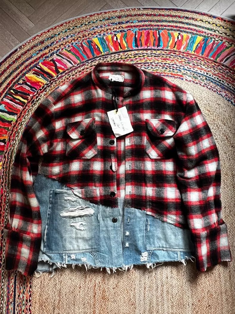 greg lauren size 4Red checkered denim shirt 2505-Nextarrow