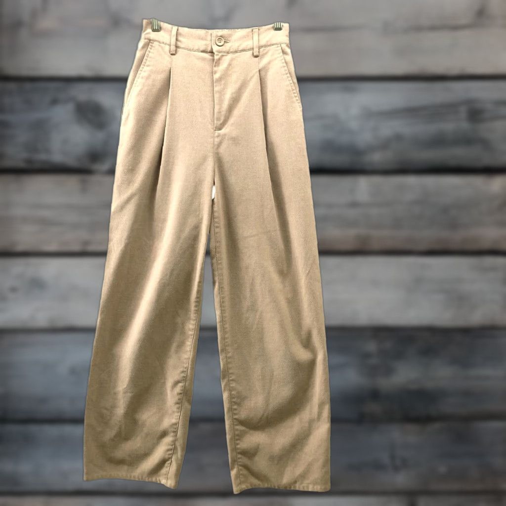 Urban Outfitters VINTAGE? No. Urban Outfitters Pleated Front Wide Leg Dress Pants Womens S Beige High Waisted Size 28" / US 6 / IT 42 - 1 Thumbnail
