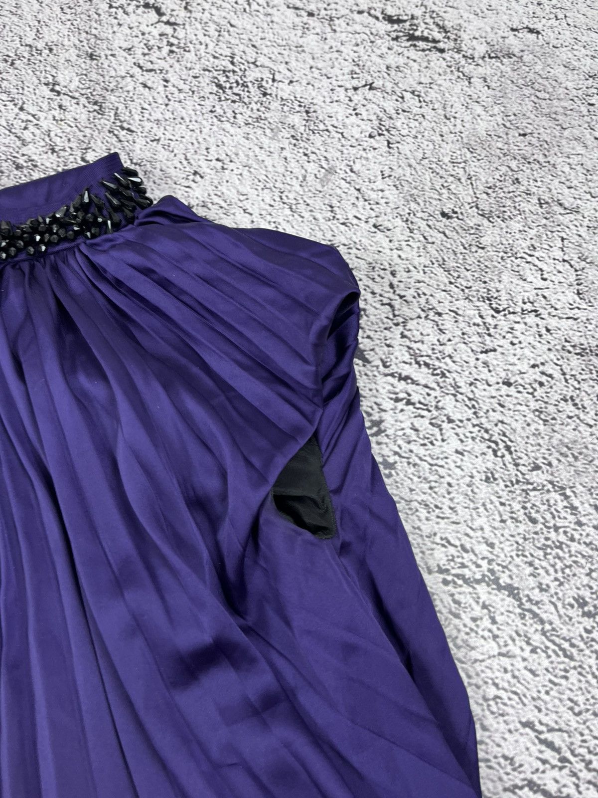 Roberto Cavalli Roberto Cavalli Purple Pleated Silk Top Crystal Collar Size S / US 4 / IT 40 - 6 Thumbnail