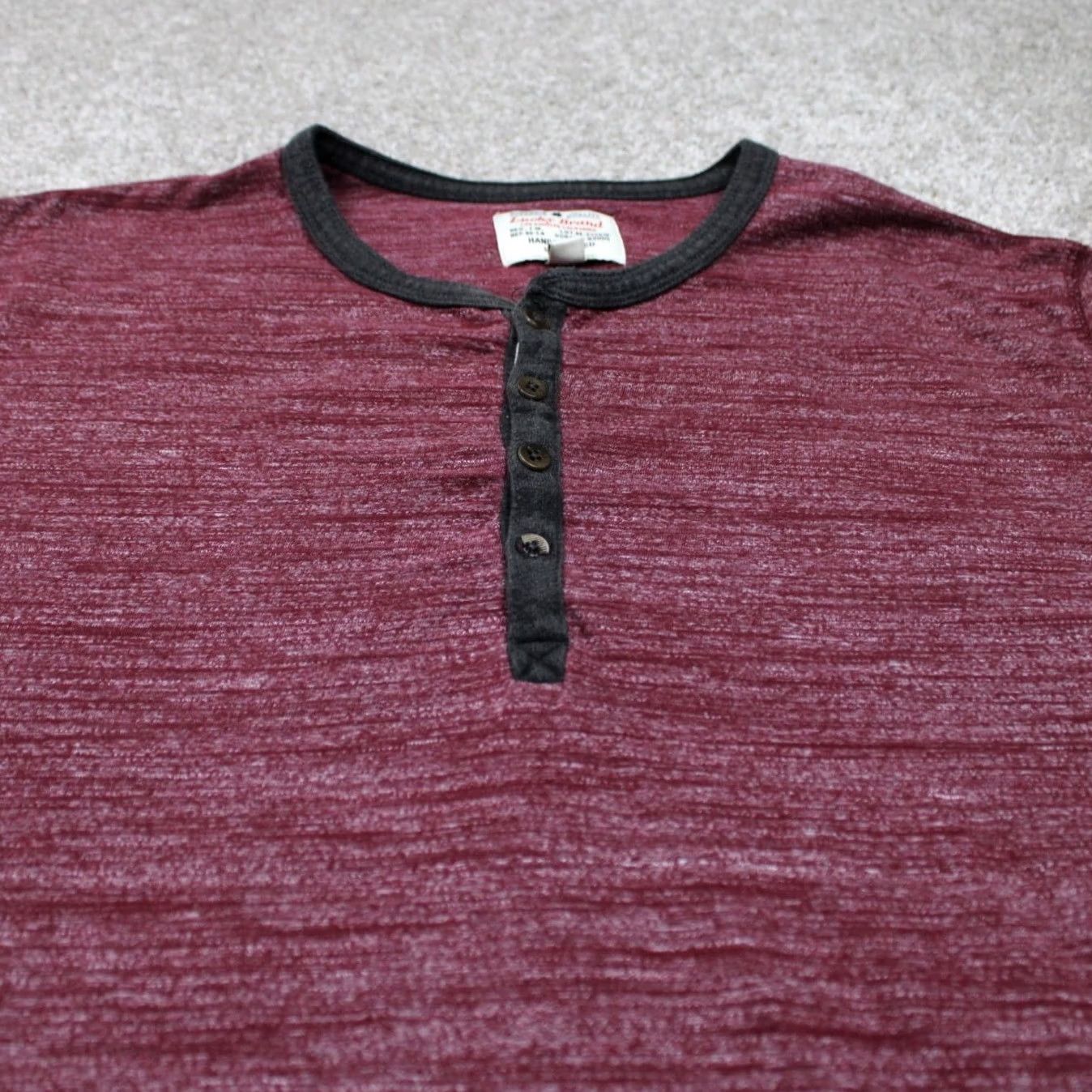 Lucky Brand Lucky Brand Henley Shirt Mens Large Red 100% Cotton Long Sleeve Pullover Size US L / EU 52-54 / 3 - 4 Thumbnail