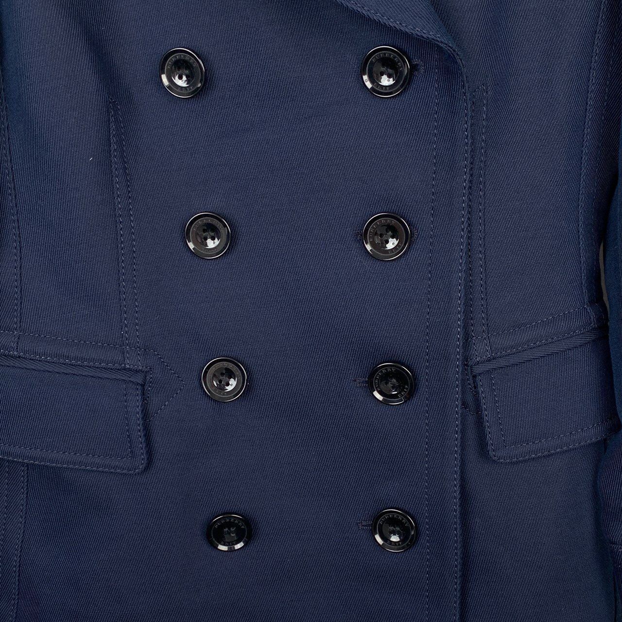 Burberry [Burberry] Double-Breasted Notched Lapel Navy Blue Cotton-Wo Size S / US 4 / IT 40 - 5 Thumbnail