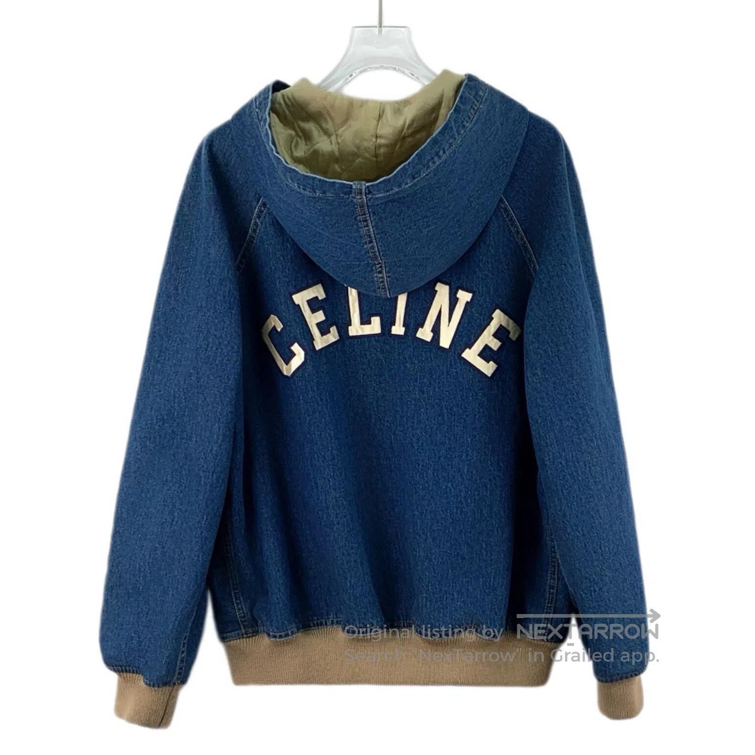 Celine CELINE Dark Blue Logo Letter Embroidered Cotton Hooded Dra Size US XS / EU 42 / 0 - 2 Thumbnail