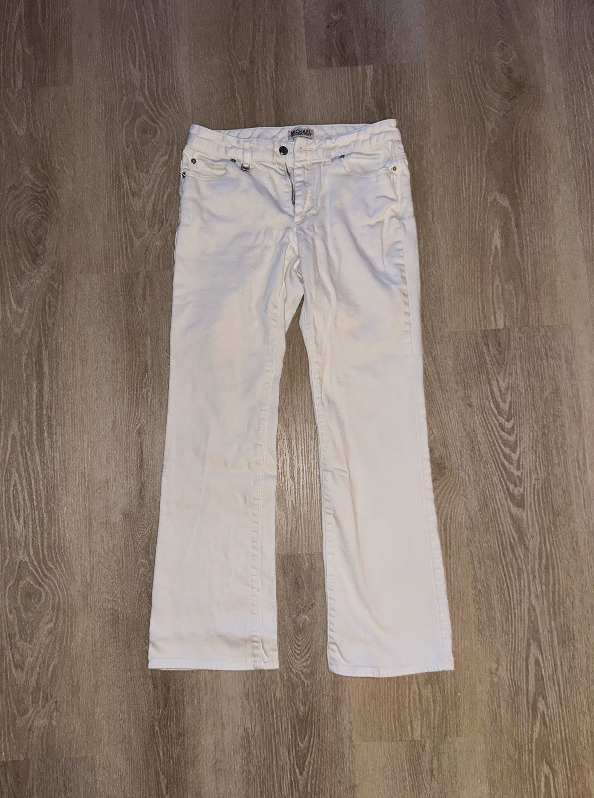 Michael Kors × Vintage Y2K Michael Kors White Denim Flare Jeans Size 6 Size 28" / US 6 / IT 42 - 1 Thumbnail