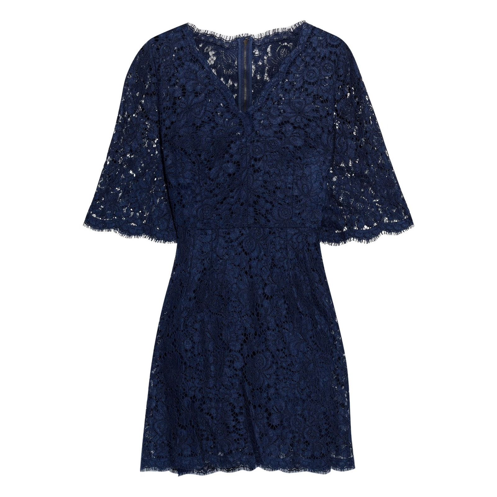 Dolce & Gabbana Dolce & Gabbana Navy Corded Lace Short Sleeve Mini Dress 46 Size L / US 10 / IT 46 - 4 Thumbnail