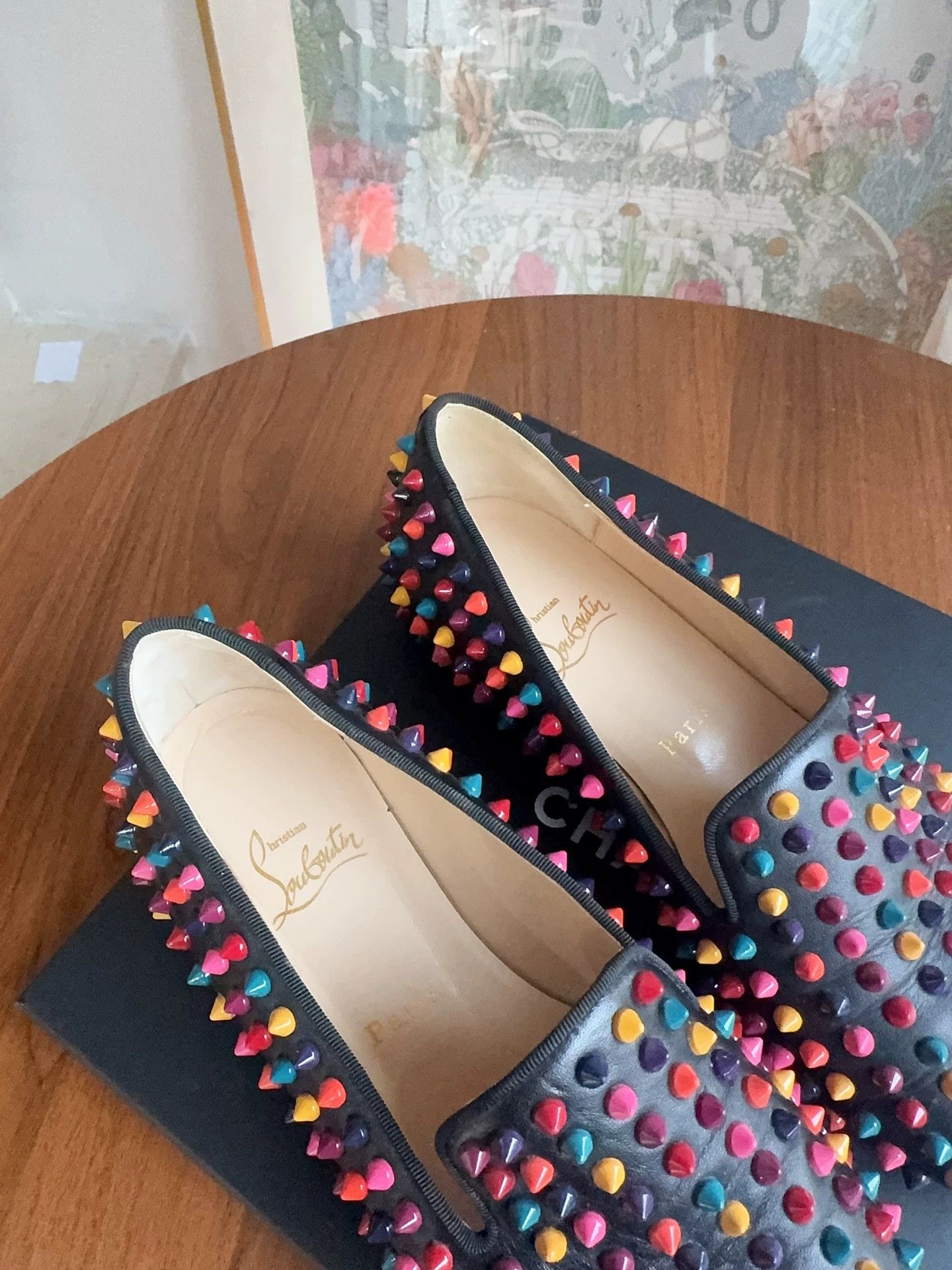 Christian Louboutin CL Rainbow Studs Loafer 97 New 38.5 Size US 7.5 / IT 37.5 - 3 Thumbnail