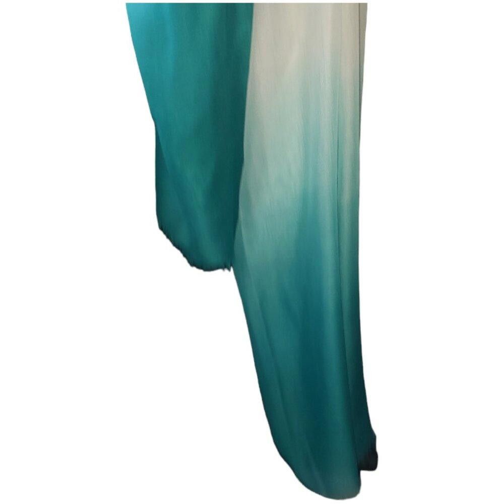 Designer CT1597 J.Jill Teal and Cream Scarf/Wrap Size ONE SIZE - 2 Thumbnail