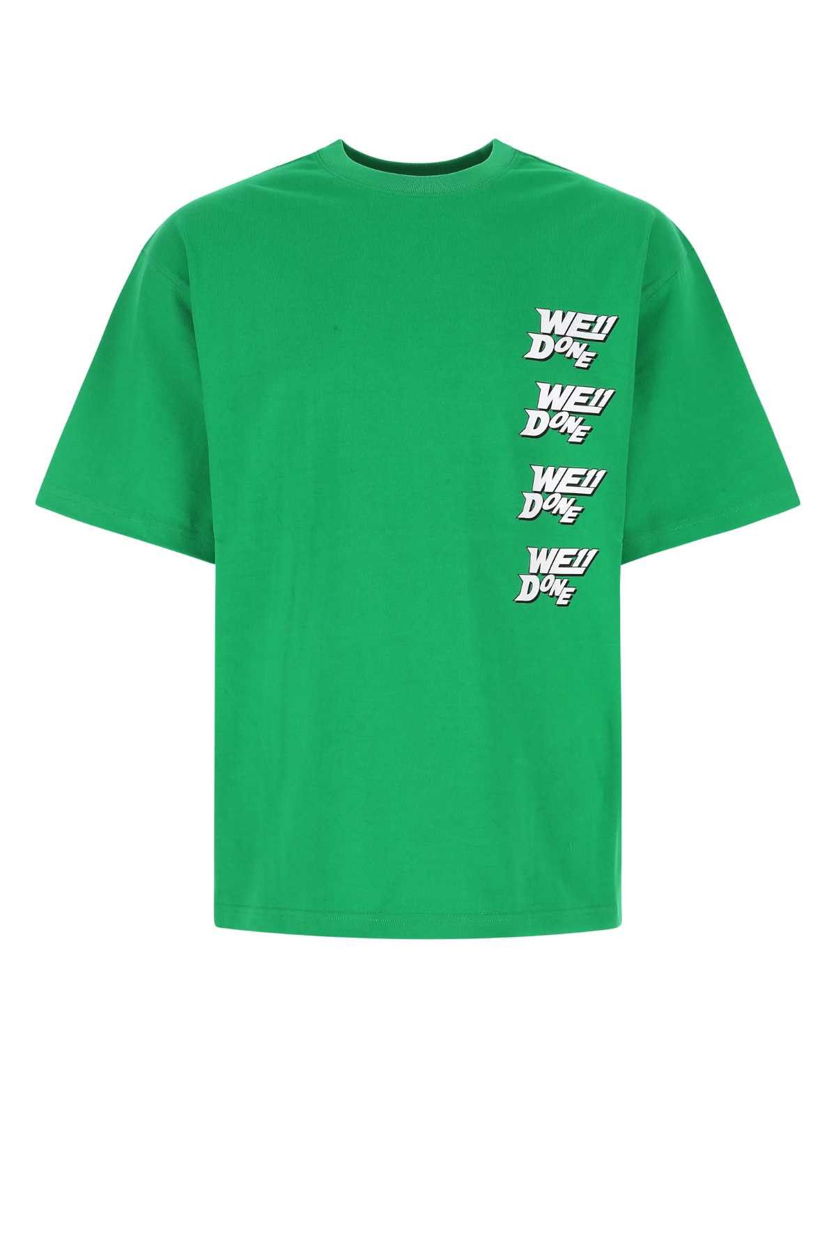 image of We11Done Grass Green Cotton Oversize T-Shirt, Men's (Size XS)