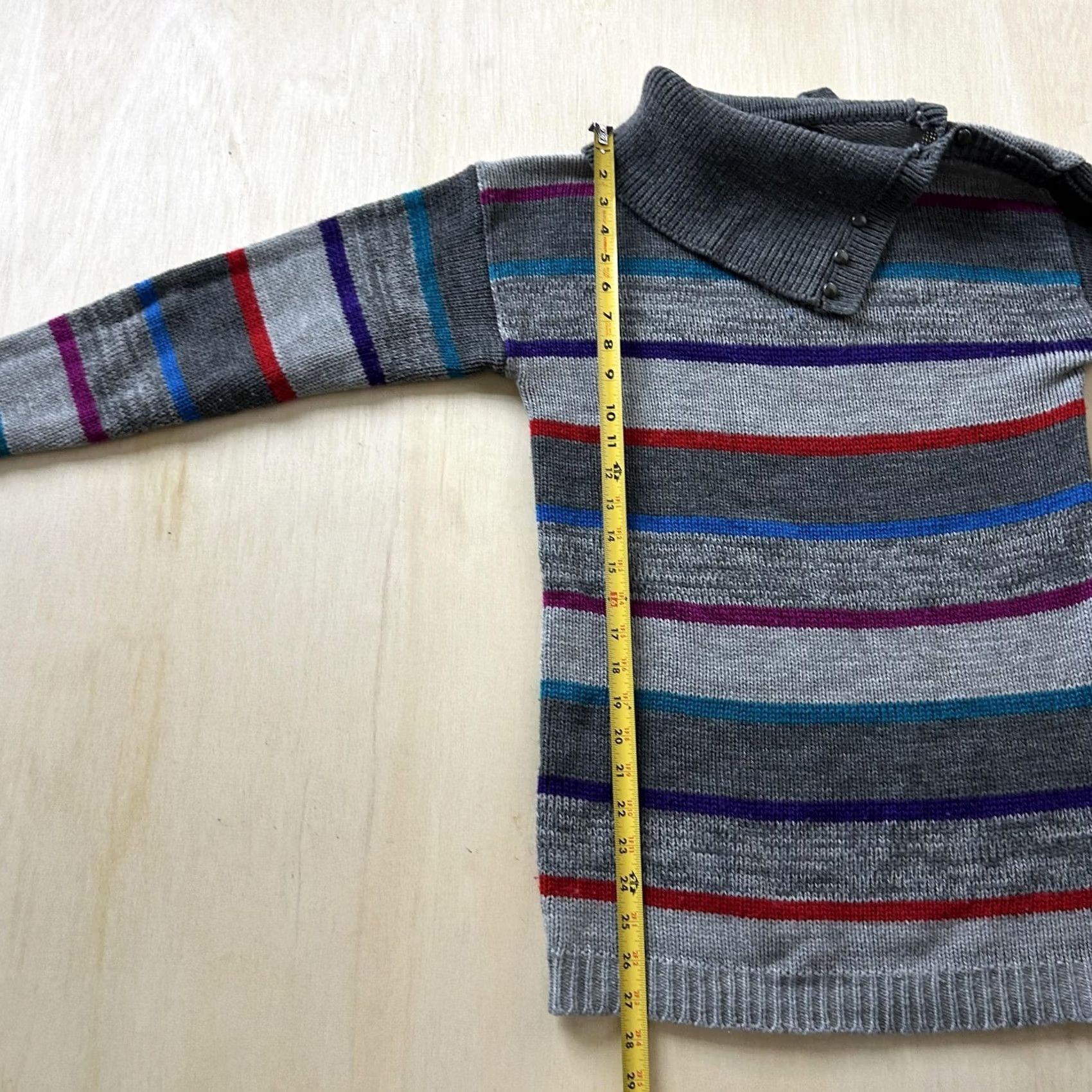 Vintage VINTAGE Gitano Sweater Dress Womens Large Gray Striped Cowl Neck Long Sleeve Size L / US 10 / IT 46 - 2 Thumbnail