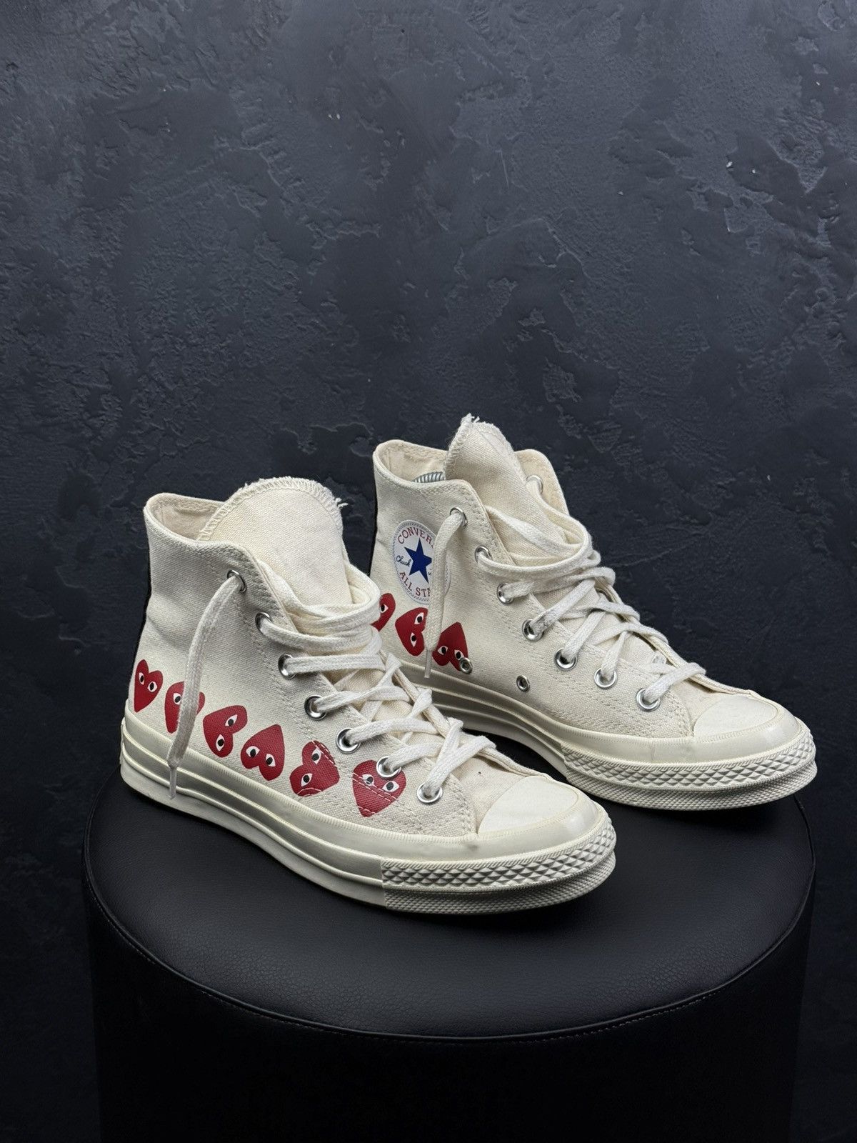 Comme des Garcons CDG PLAY x Converse Chuck Taylor High Top Multi Heart Beige Size US 7.5 / IT 37.5 - 5 Thumbnail
