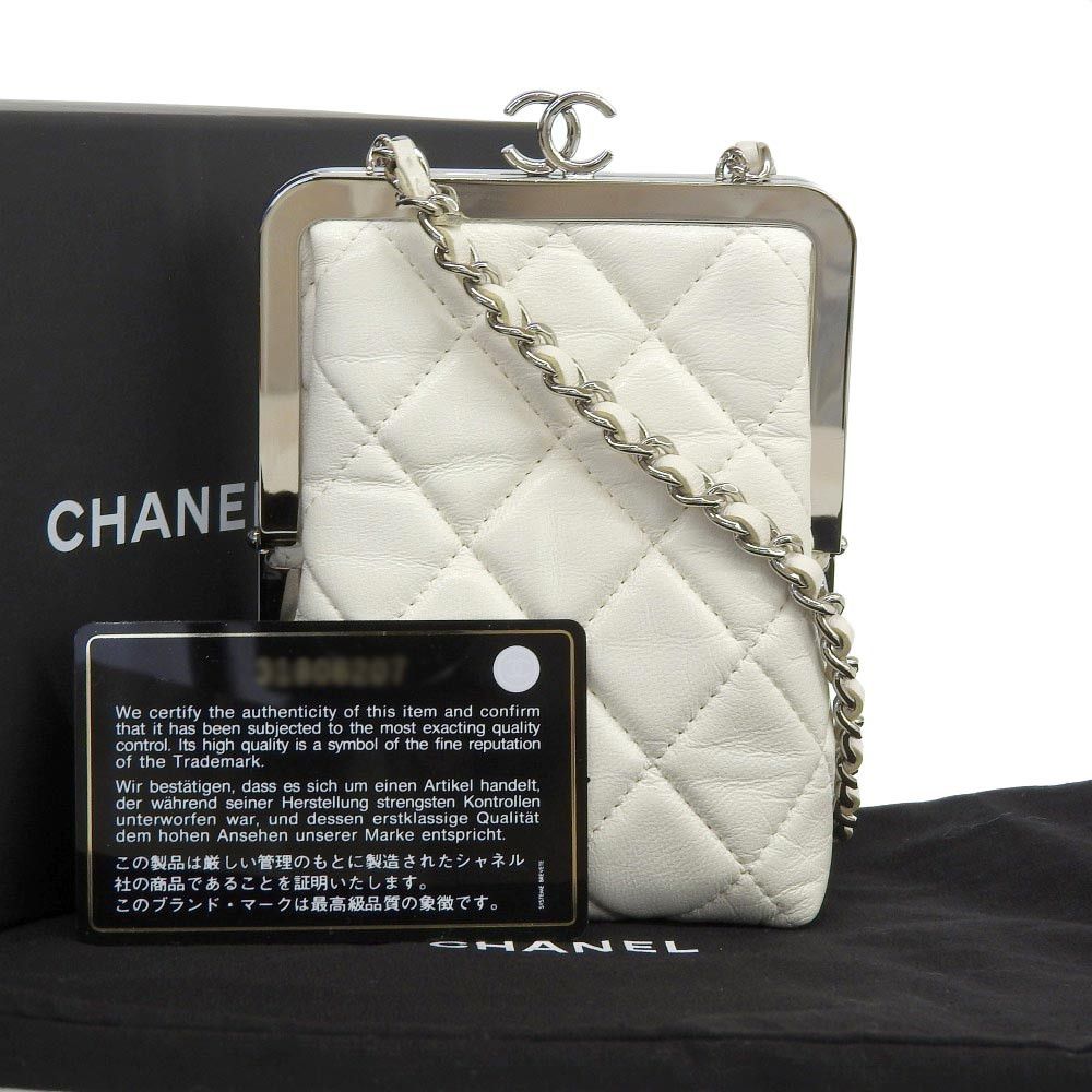 Chanel Chanel Chanel Coco Mark Chain Clutch Shoulder Bag White Leather Clutch Bag AP2496 in Excellent Condition Size ONE SIZE - 1 Thumbnail