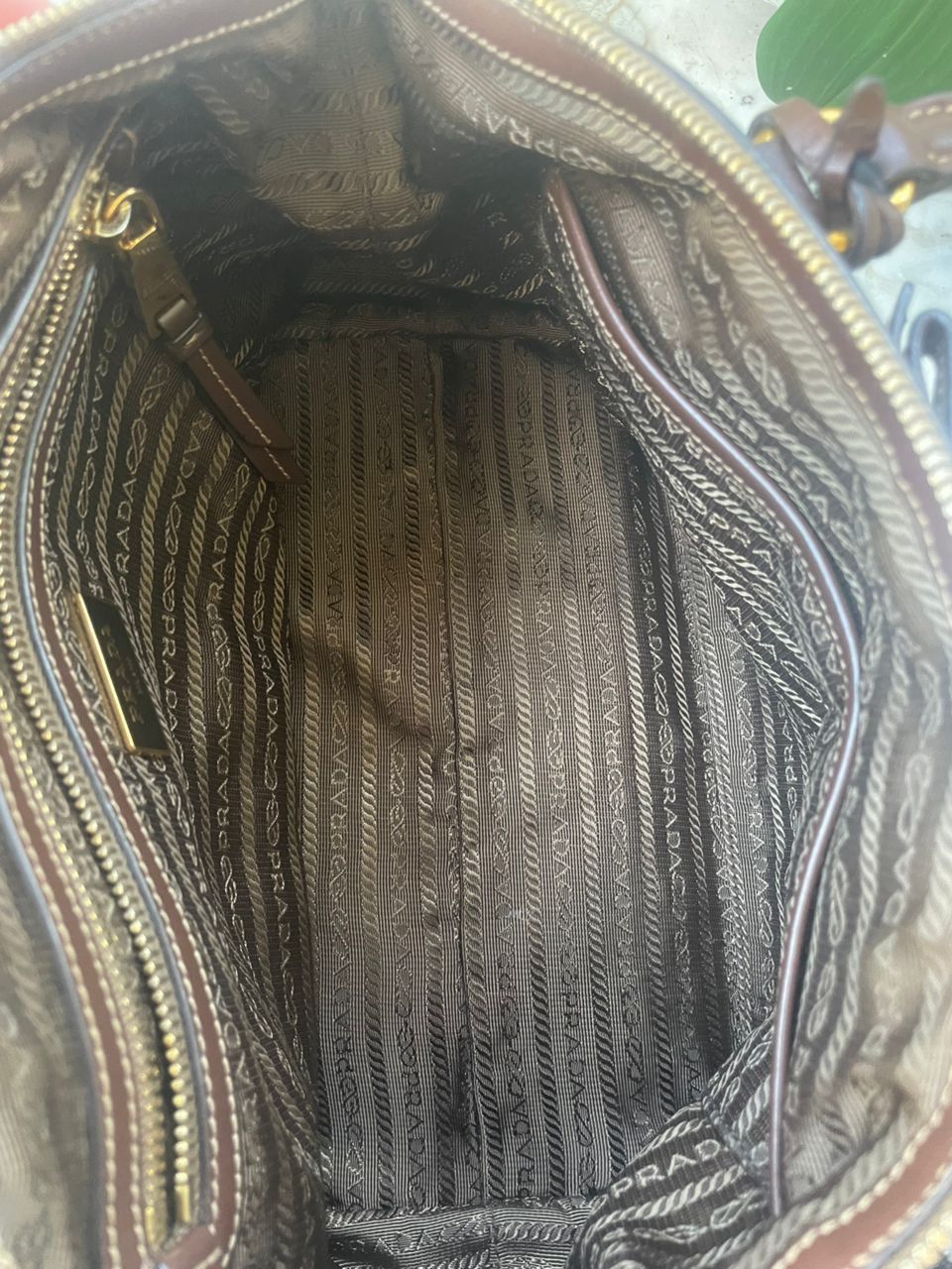 Prada Authentic PRADA Logo Jacquard 2way Tote Bag Canvas Leather Size ONE SIZE - 13 Thumbnail