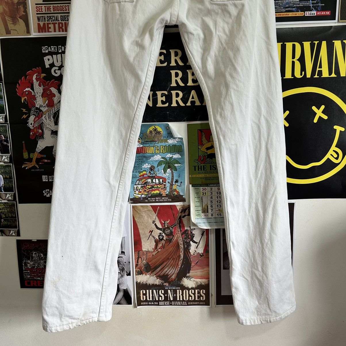 Levi's Vintage Levi’s 501 Made in UK White Denim Size US 30 / EU 46 - 11 Thumbnail