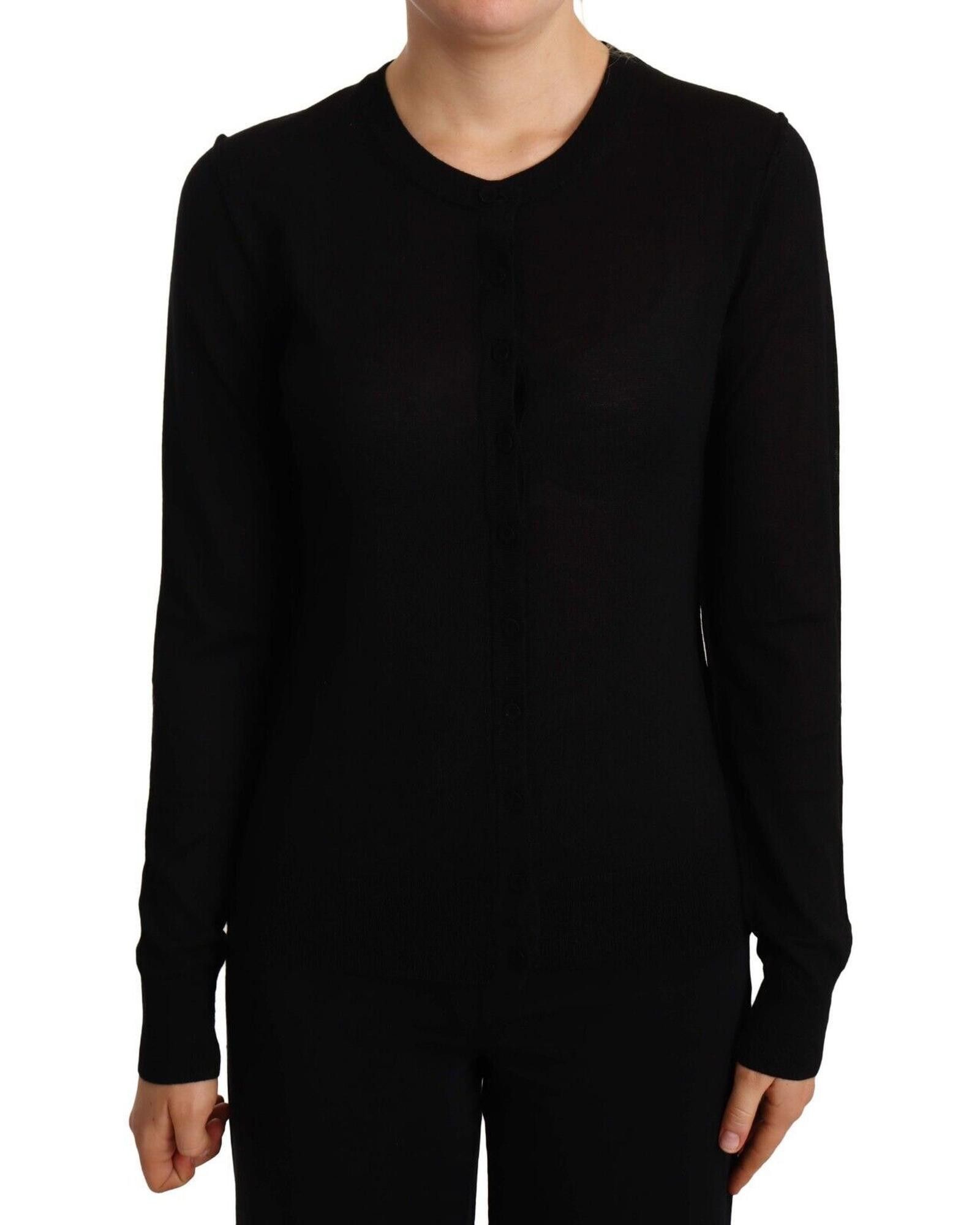 image of Dolce Gabbana Crewneck Pullover Sweater in Black, Women's (Size Medium)