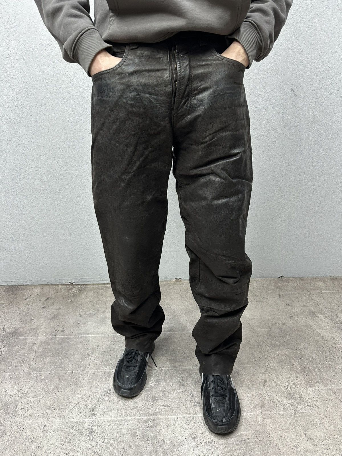 Leather Vintage Rock n Roll Leather Pants Black Motorcycle Y2K Size US 31 - 1 Thumbnail