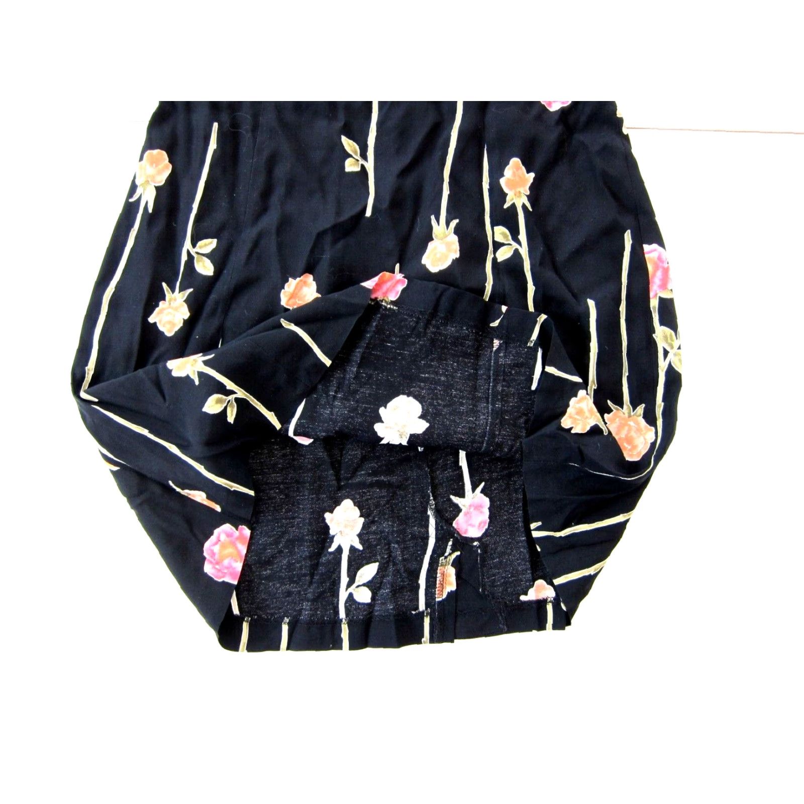 Vintage VINTAGE Just Choon Dress 100% Rayon Black Pink Rose Floral Short Sleeve S-M Women's Maxi Dress Size 28" / US 6 / IT 42 - 7 Thumbnail