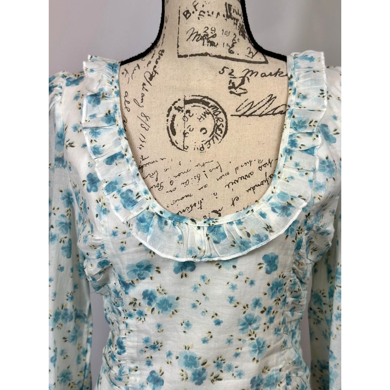 Free People Free People Another Life Top White Combo Blue Floral Print L Size L / US 10 / IT 46 - 11 Thumbnail