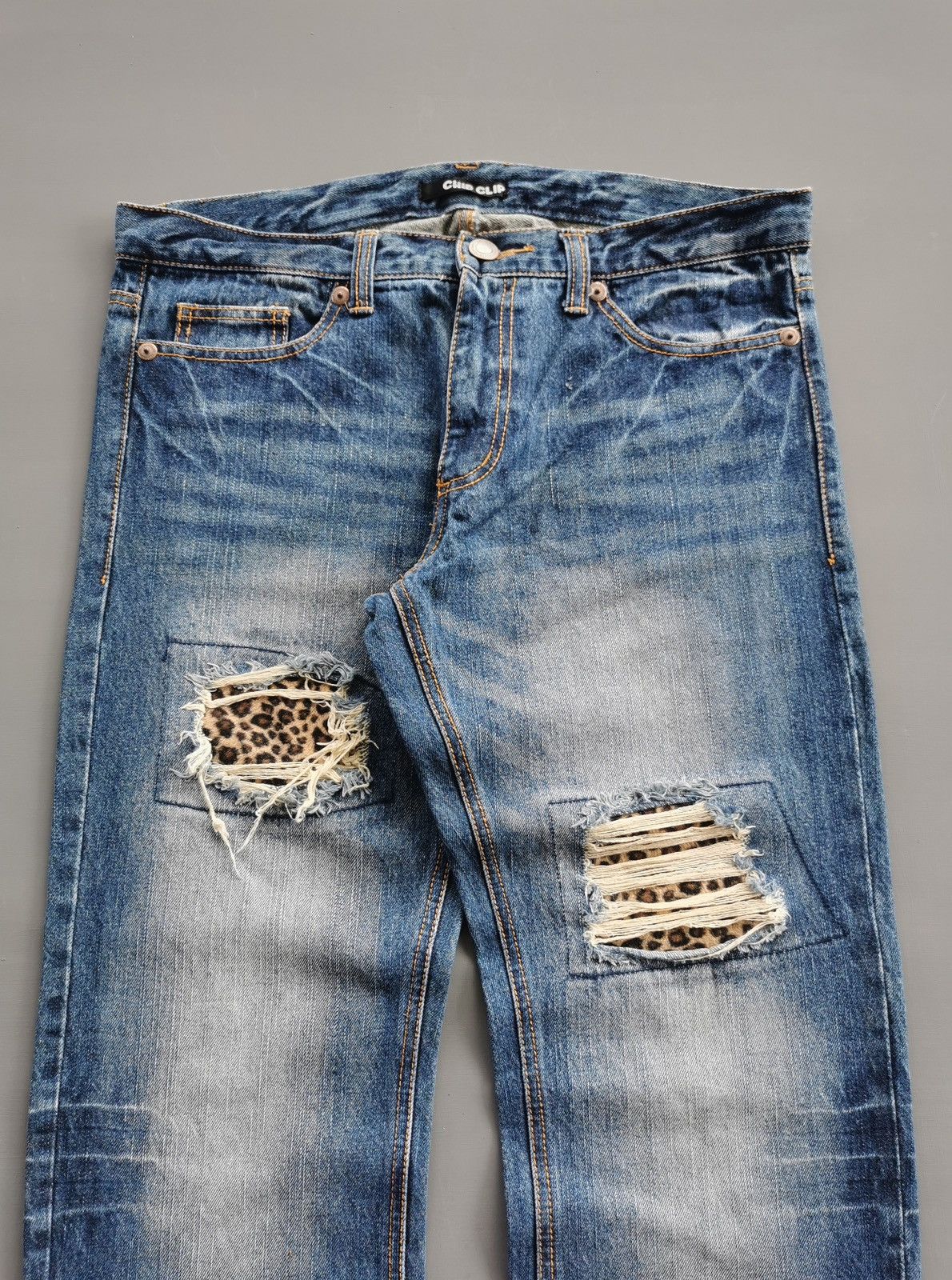 Japanese Brand Chip Clip Japan CPST Leopard Distressed Patchwork Denim Jean Size US 34 / EU 50 - 5 Thumbnail
