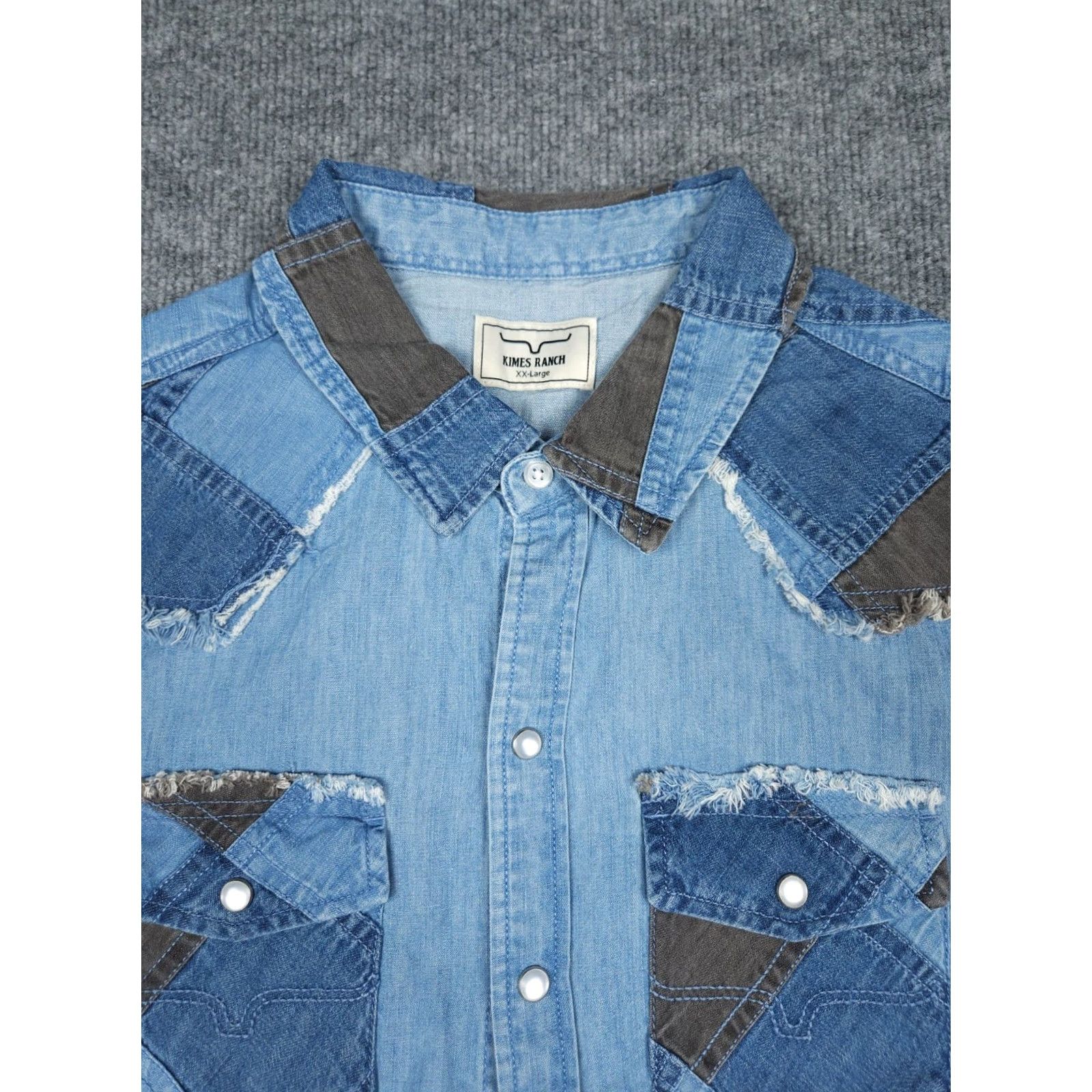 Vintage Kimes Ranch Shirt Women's 2XL Blue KC Patched Denim Pearl Snap Western NWT Size XXL / US 16-18 / IT 52-54 - 2 Thumbnail