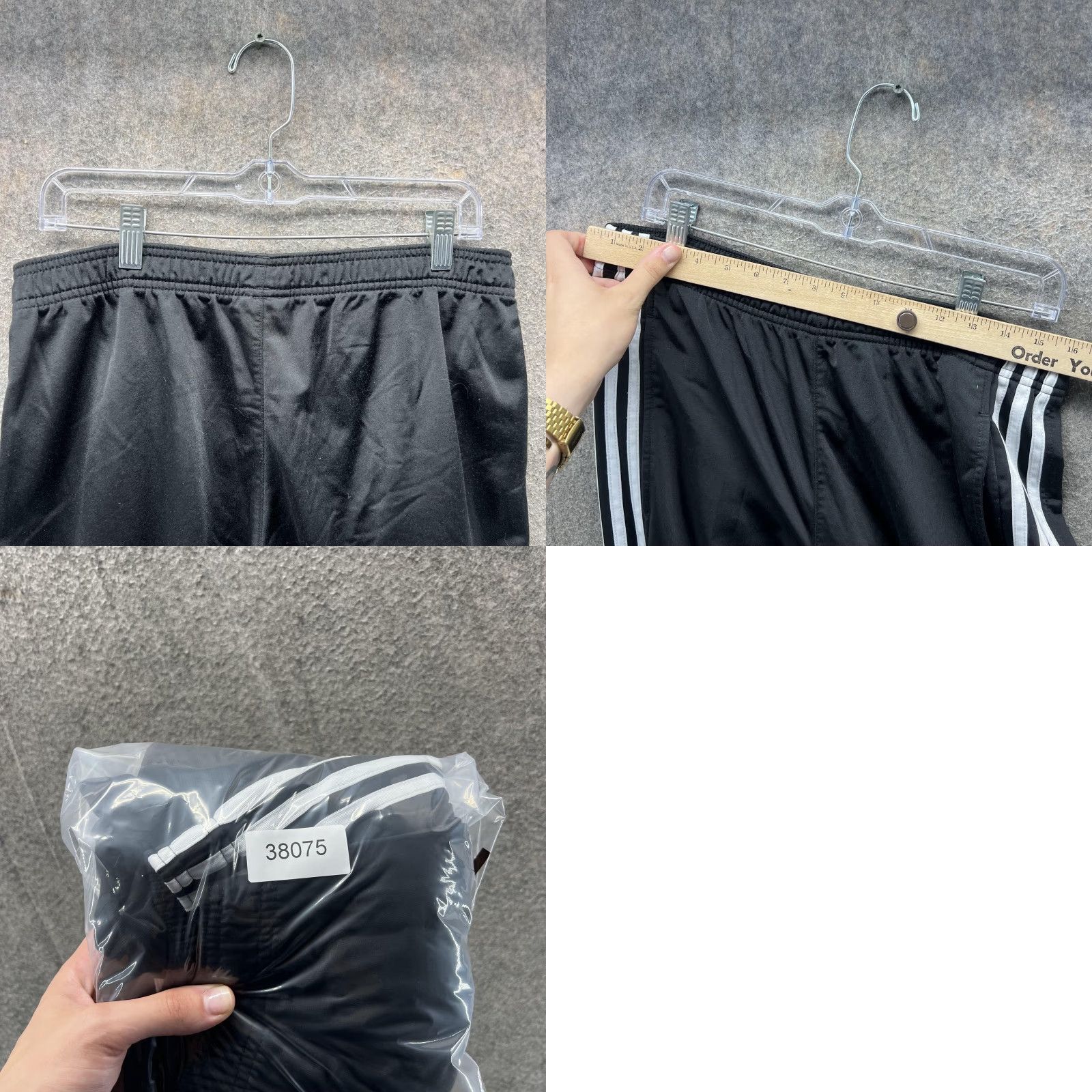 Adidas VINTAGE adidas Pants Mens Medium Black Snap Button 3 Stripe Track Y2K 2000s Size US 33 - 8 Thumbnail