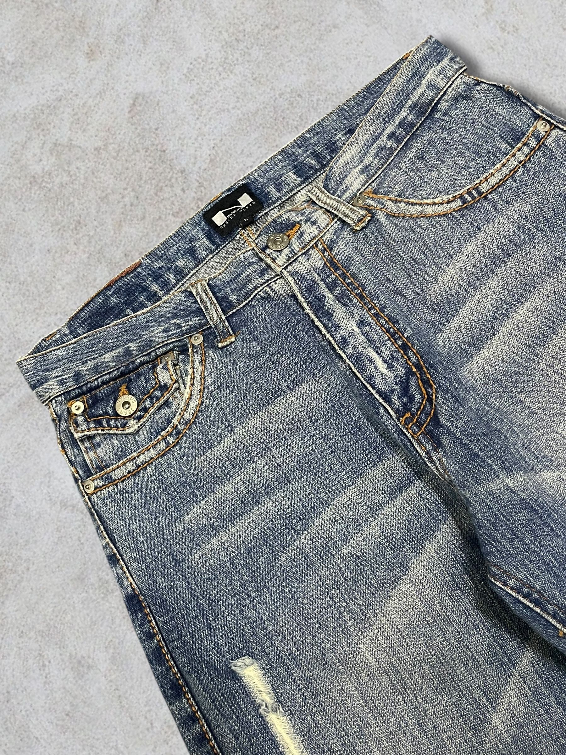 Fragment Design Vintage Nylaus Sick Frayed Blue Wash Twisted Bootcut Jeans Size US 32 / EU 48 - 6 Thumbnail