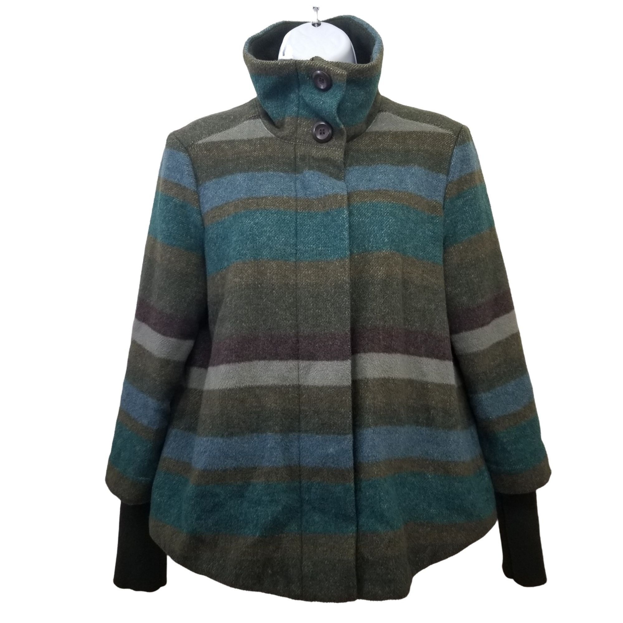 Prana Prana XS Green Blue Plaid Wool LILY Jacket Knit Winter Layer Size XS / US 0-2 / IT 36-38 - 2 Thumbnail