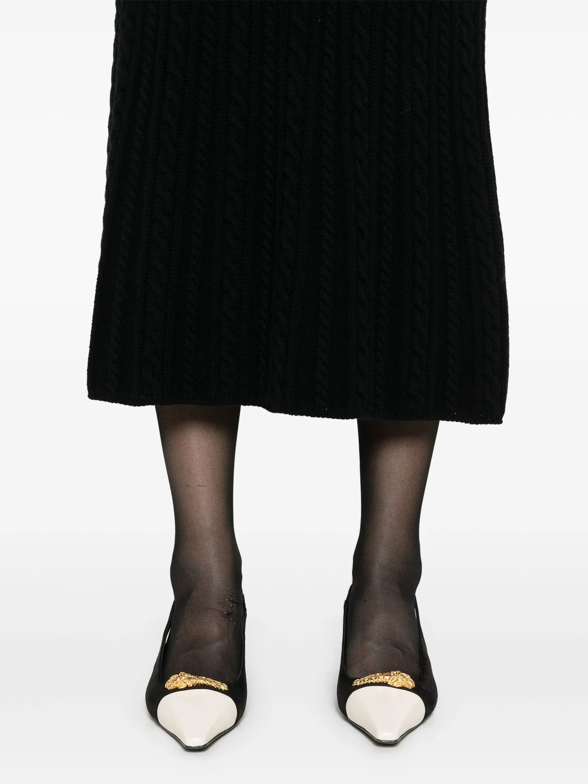 Alessandra Rich o1s22i1n0225 Knitted Midi Skirt in Black Size 26" / US 2 / IT 38 - 5 Thumbnail