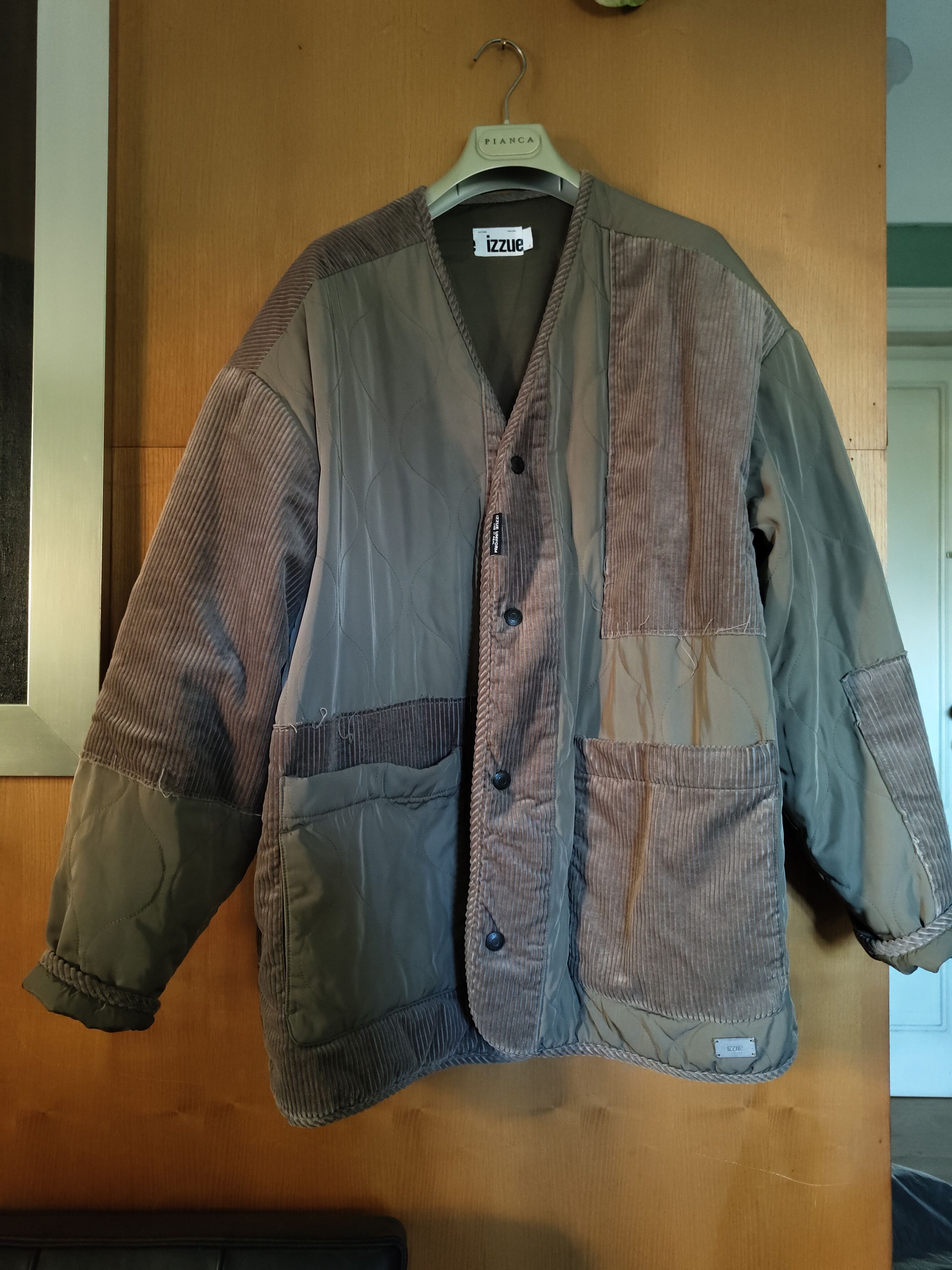 image of Izzue Taupe Quilted Jacket Size L in Khaki, Men's