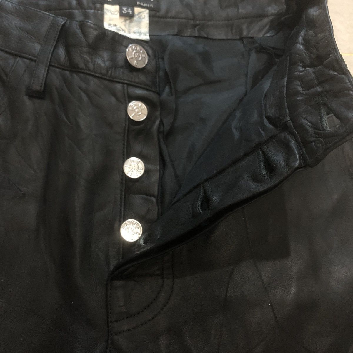 Leather × Vintage × agnes b. Cow Leather Agnes B Button Skinny Fit Pants Size 24" / US 00 / IT 34 - 5 Thumbnail