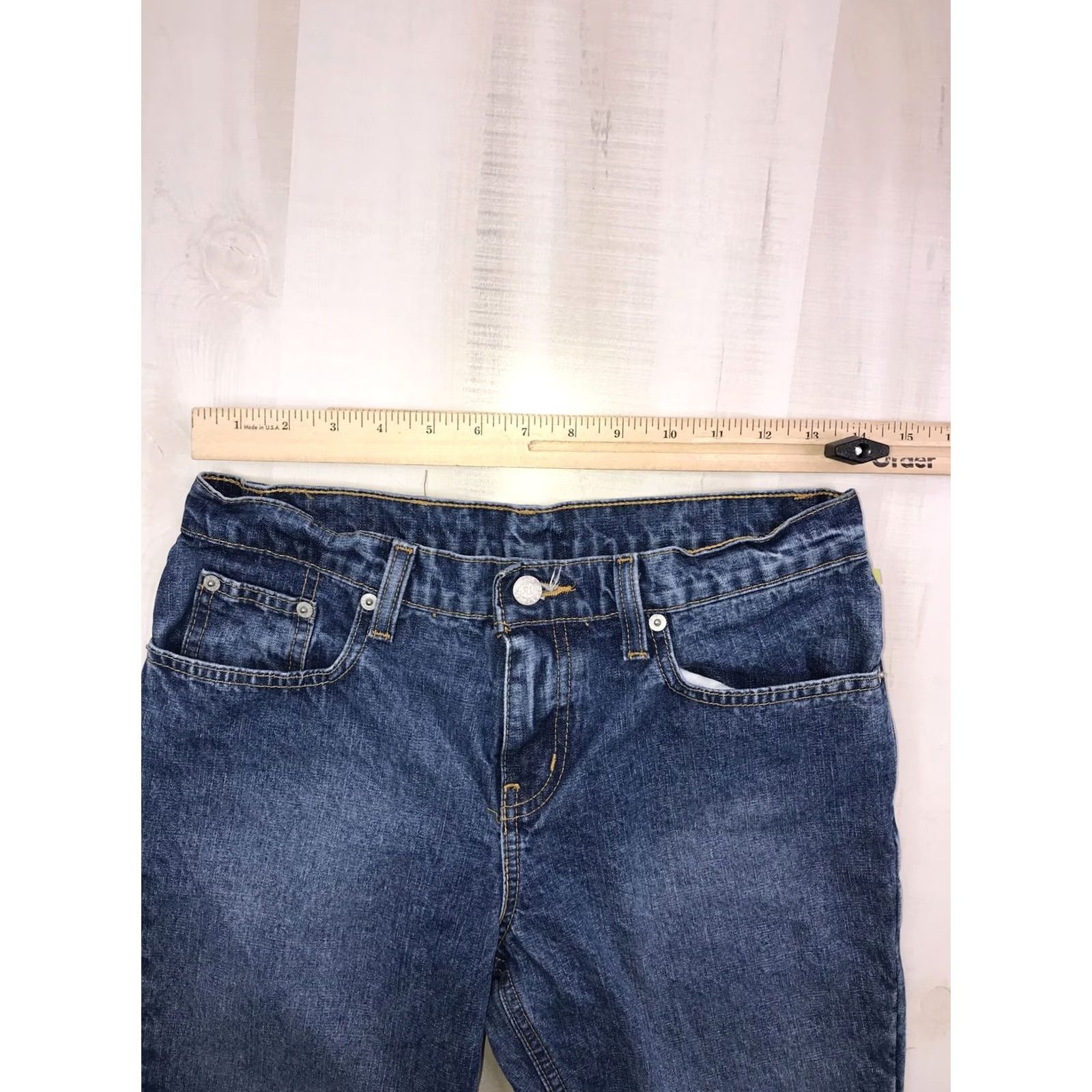 Polo Ralph Lauren VINTAGE Polo Jeans Company Low Rise Flare Denim Jeans Womens 5/6x32 Blue Slim 90s Retro College Bohemian City Womens Jeans Size 27" / US 4 / IT 40 - 3 Thumbnail