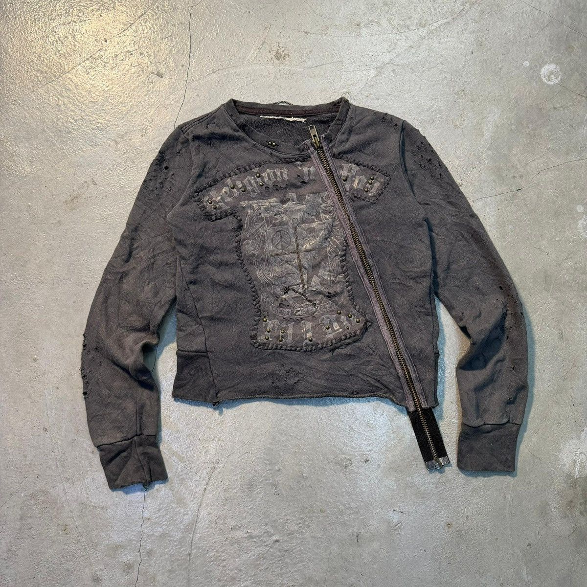 Japanese Brand RELIGION N' ROCK Japanese Grunge Punk Studded Zip-up Sweater Size S / US 4 / IT 40 - 1 Thumbnail