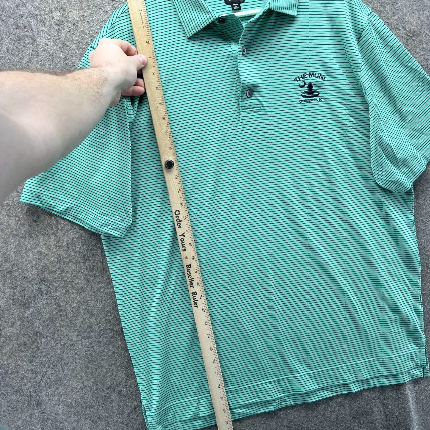 Footjoy FootJoy Polo Shirt Mens 2XL Green Striped The Muni Charleston Golf Performance Polo Shirt Mens Short Sleeve Green Striped 2XL FootJoy Size US XXL / EU 58 / 5 - 4 Thumbnail