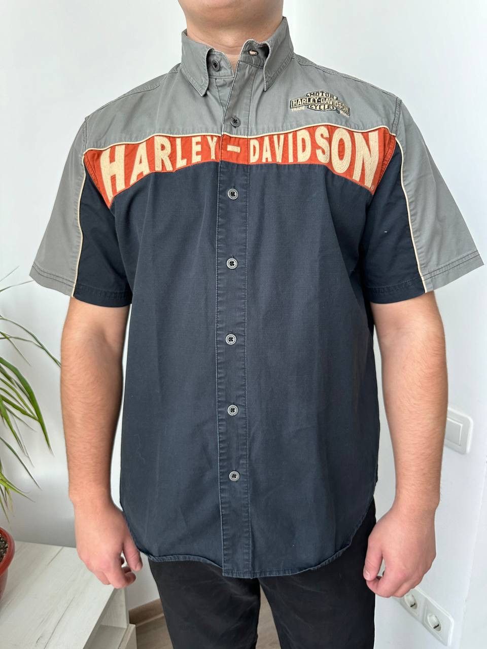 Harley Davidson × Vintage Vintage Moto Harley Davidson Centr Logo Shirt Size US L / EU 52-54 / 3 - 11 Thumbnail