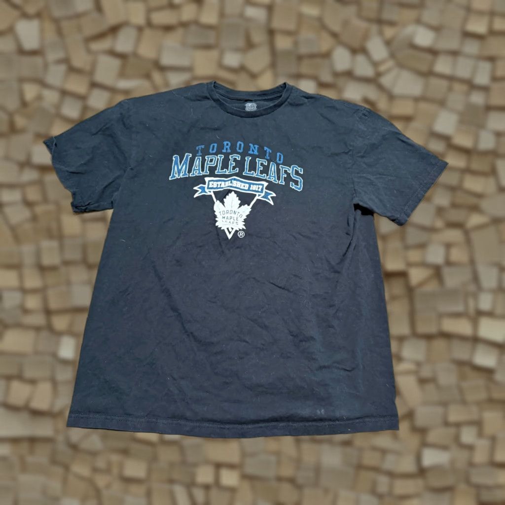 NHL NHL Hockey Shirt Men Large Blue White Black Toronto Maple Leaf Crew Neck Short Sleeve Cotton T-Shirt Size US L / EU 52-54 / 3 - 1 Thumbnail