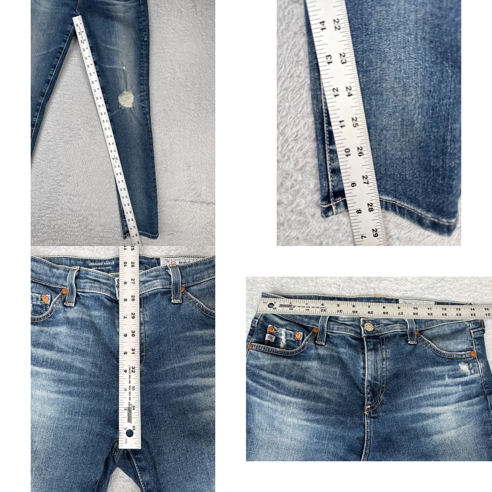 Vintage AG Adriano Goldschmied Jeans Women 28 Blue Legging Super Skinny Distressed Denim Skinny Jeans Women 28 Blue Size 28" / US 6 / IT 42 - 8 Thumbnail