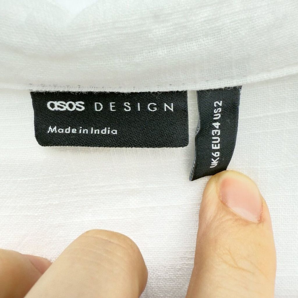 Asos ASOS Oversized White Buttoned Textured Preppy Shirt Size 2 Size XS / US 0-2 / IT 36-38 - 5 Thumbnail